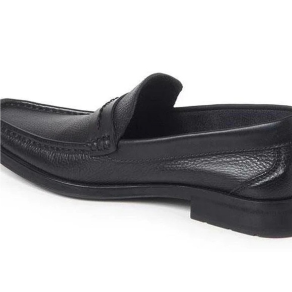 SANDRO MOSCOLONI DUERO BLACK LEATHER PENNY LOAFER - Picture 2 of 7